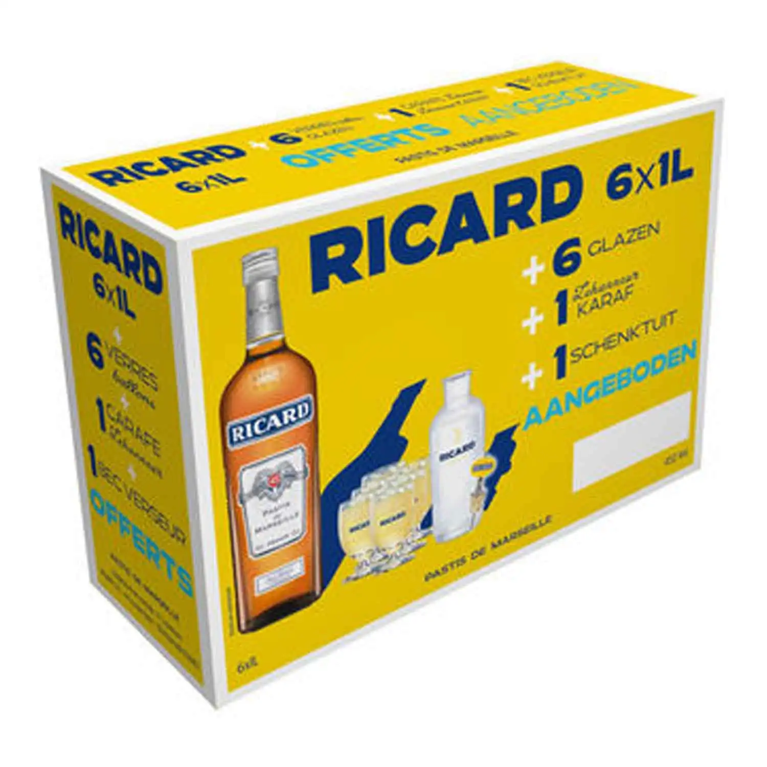 Ricard 6x1l +6 verres +1 carafe +1 drip - Buy at Real Tobacco