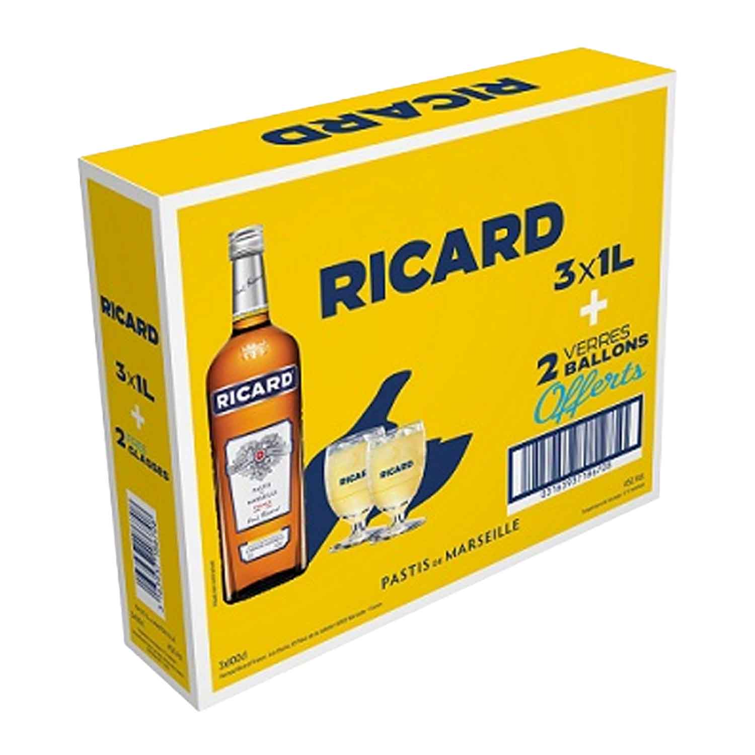 Ricard 3x1l + 2 verres - Buy at Real Tobacco